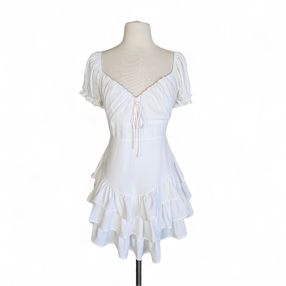 Mixed Threads White Ruffle Mini Dress Size (Juniors) Large NWT